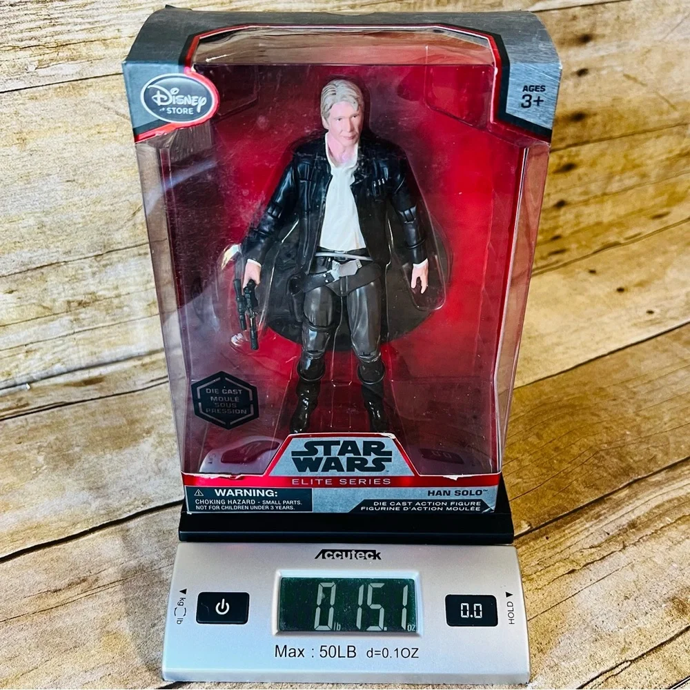 Disney Store Star Wars Elite Series Han Solo Die Cast Action Figure New Boxed